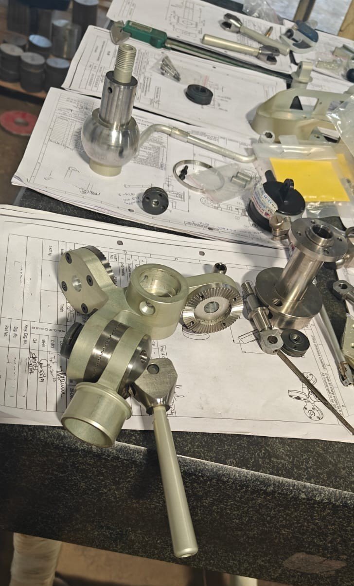Machined components, gauges and engineering drawings during inspection